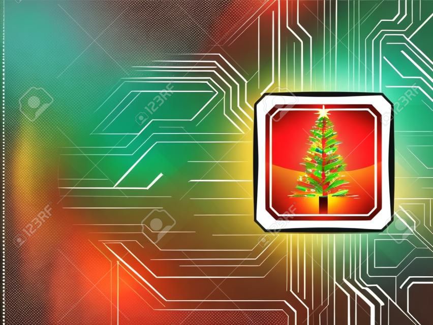 抽象技术圣诞树矢量图