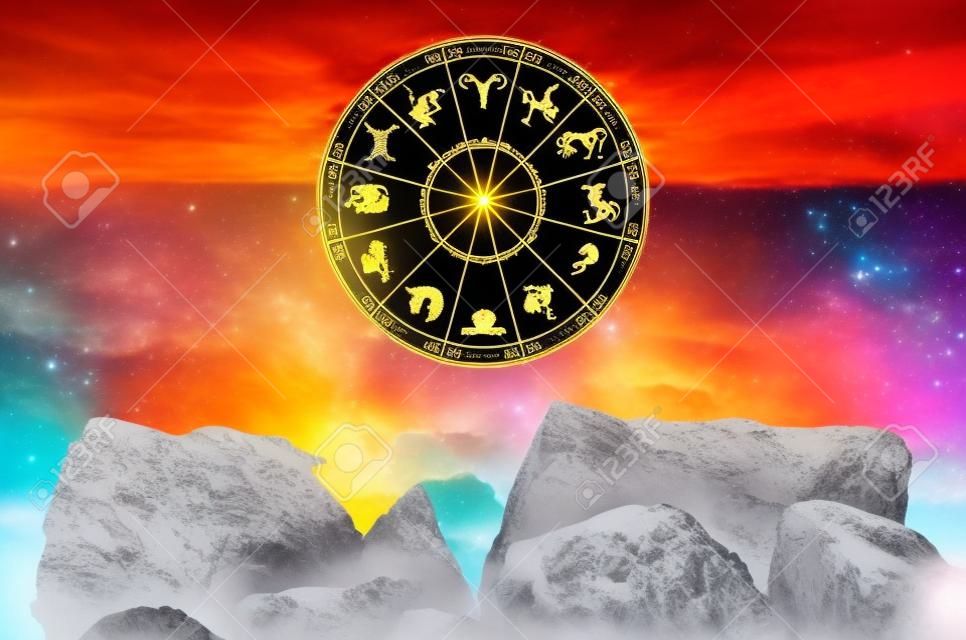 Signes du zodiaque à l'intérieur du cercle horoscope astrologie et concept d'horoscopes