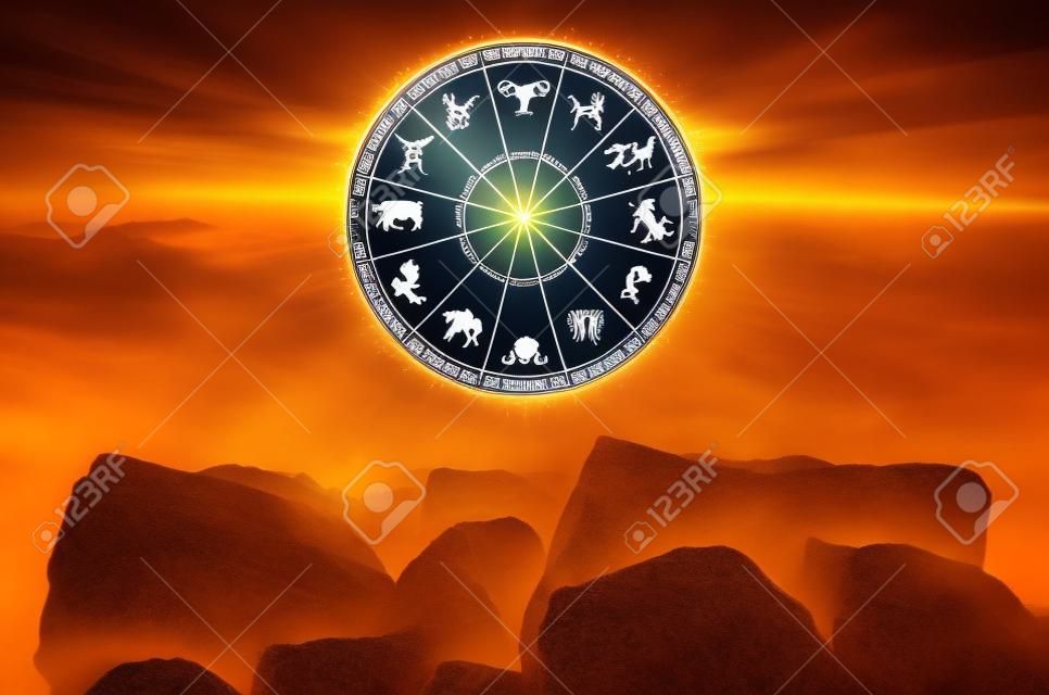 Signos del zodiaco dentro del concepto de astrología y horóscopos del círculo del horóscopo
