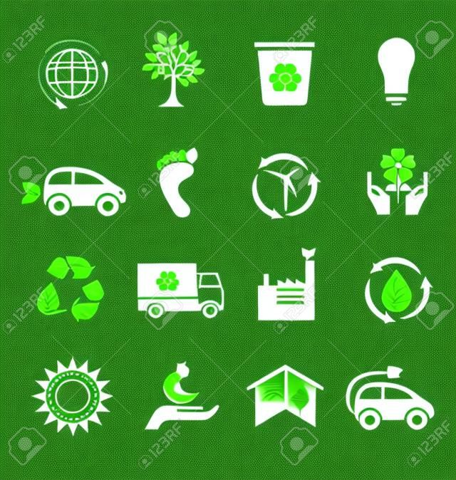 16 yeşil ekoloji simgeler kümesi