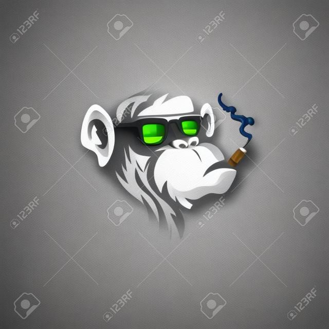Monkey Smoking Mascot Logo Design Illustration Vector
