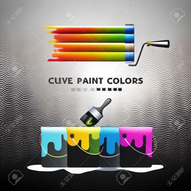 Vector Paint Roller and Paint can colorful design
