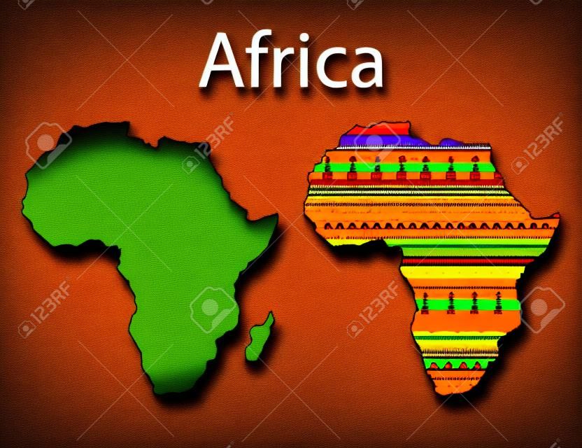 Karte von Afrika. Bunte ethnische afrikanische Karte Design-Muster mit Streifen. Vektor-Illustration