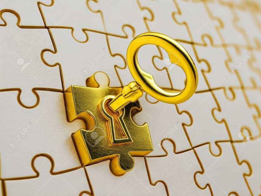Golden key and puzzle