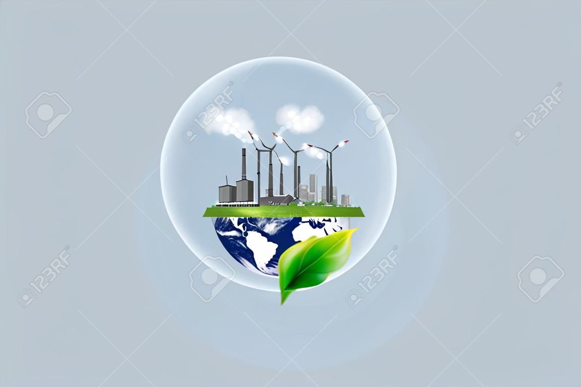 Saubere Energie, umweltfreundliches und Energieressourcenkonzept.