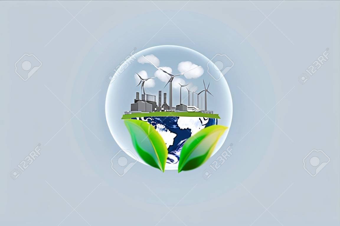 Saubere Energie, umweltfreundliches und Energieressourcenkonzept.