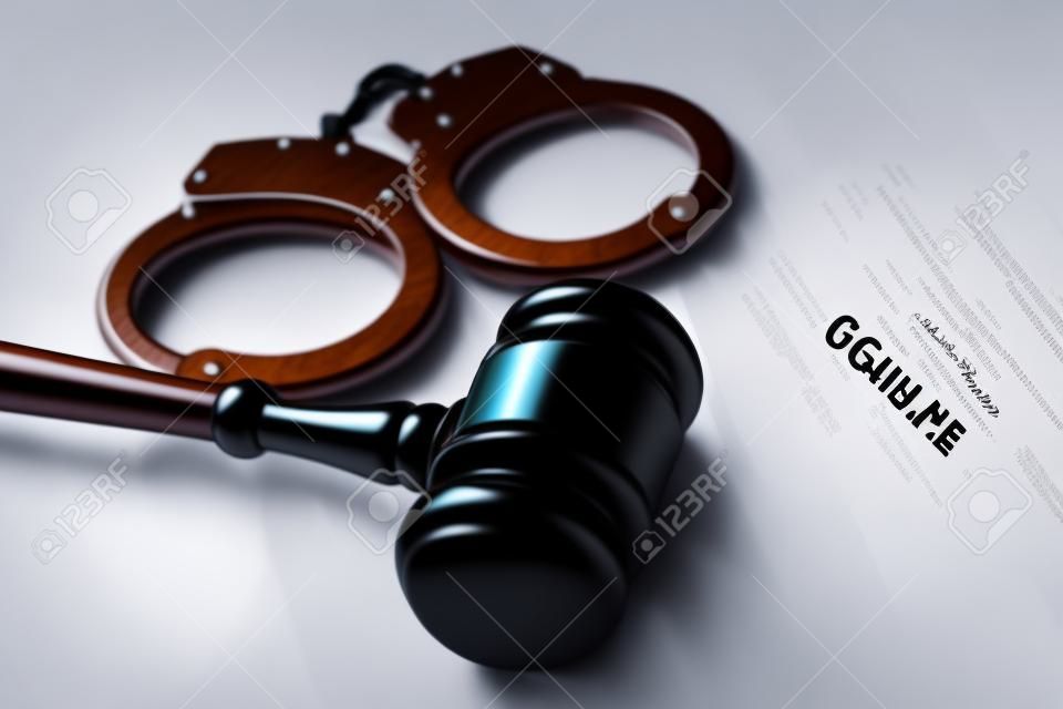 Legal law concept image - gavel and handcuffs