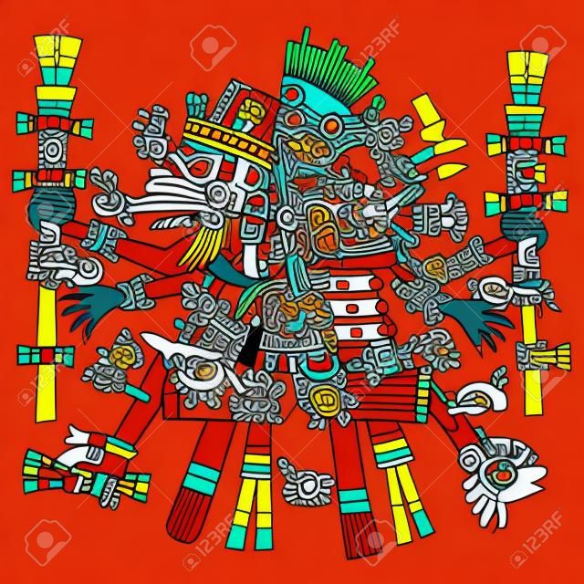 Vecteur de dieu aztèque Tezcatlipoca, ancienne ornement mesoamerican