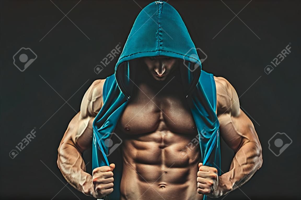 Человек с мускулистый торс. Сильный человек Атлетик Фитнес Модель торса показывая шесть пакет абс