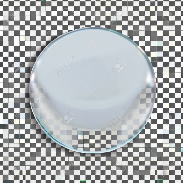 Round transparent glass isolated on checkered background