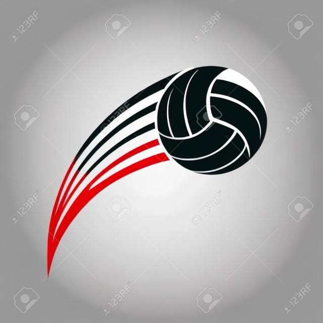 Volleyballball im Flug. Vektorillustration für eine Ikone, einen Aufkleber, einen Aufkleber oder ein Logo, die auf einem weißen Hintergrund lokalisiert werden