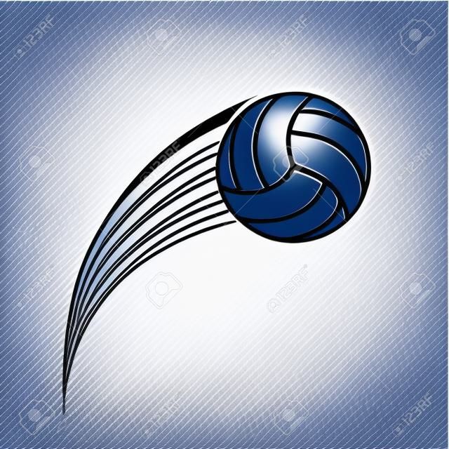 Volleyballball im Flug. Vektorillustration für eine Ikone, einen Aufkleber, einen Aufkleber oder ein Logo, die auf einem weißen Hintergrund lokalisiert werden