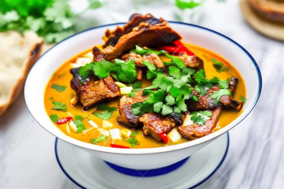 Delicious Thai spicy soup with Pork Ribs, this is popular food in Thailand and thai called