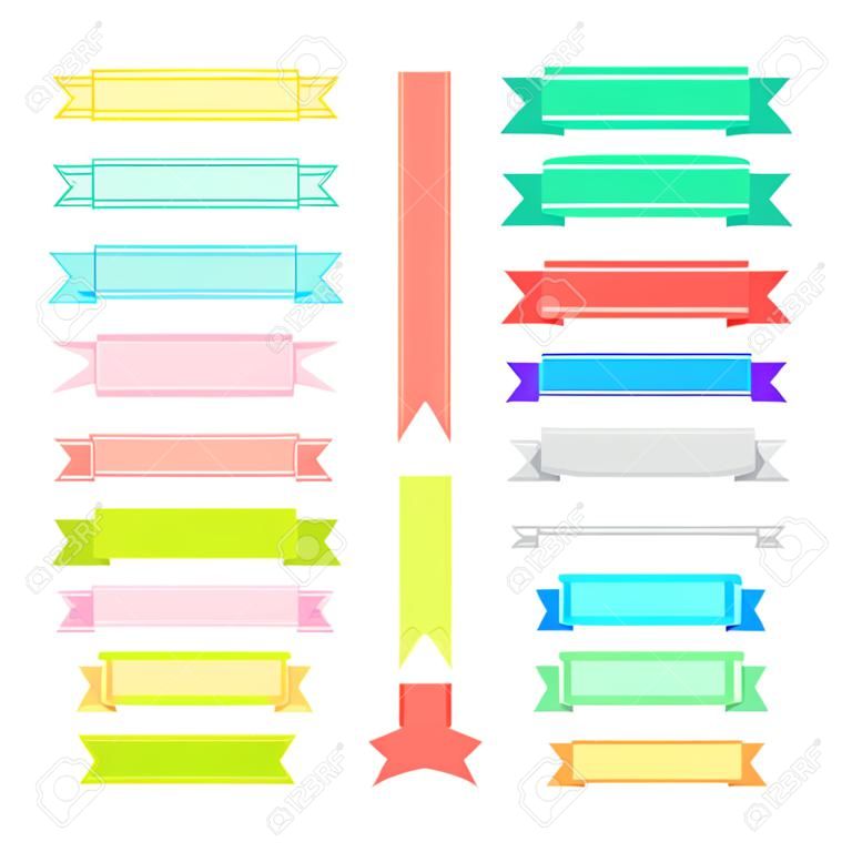 Set of colorful ribbons illustrations. Colorful Vector Ribbon Banners collection. Banner ribbon vector set