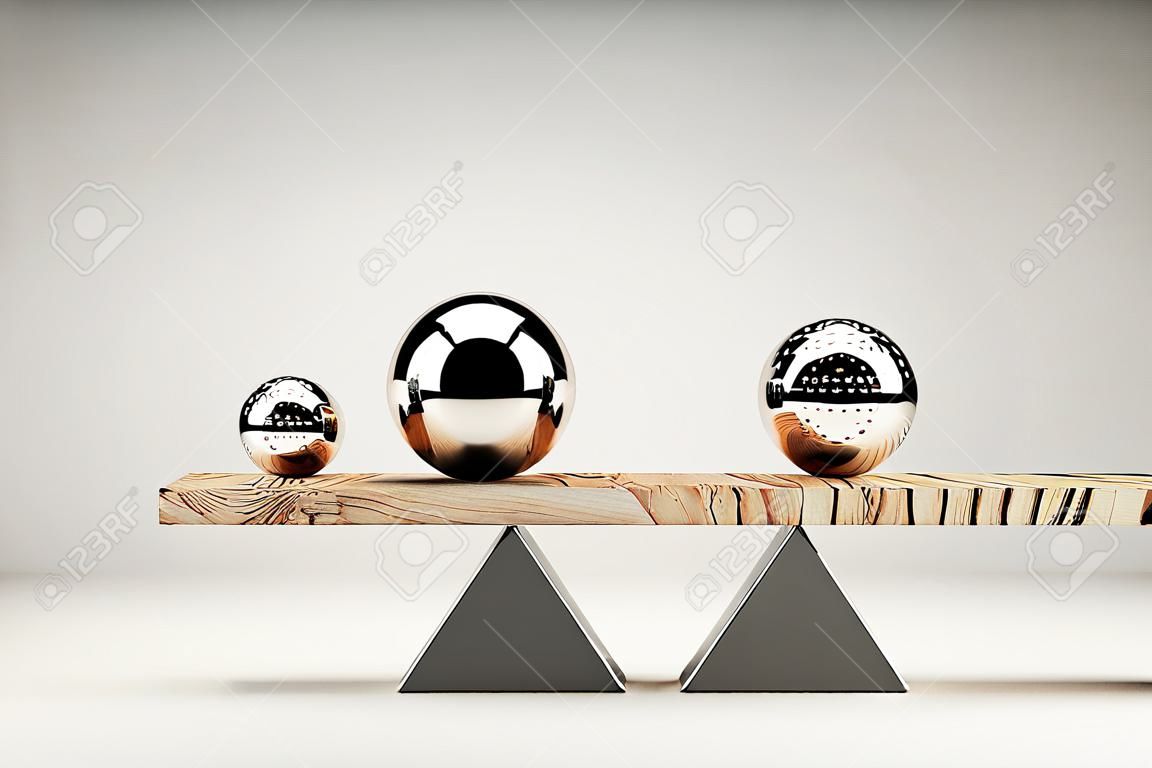 Bolas de equilibrio en la concepción tabla de madera