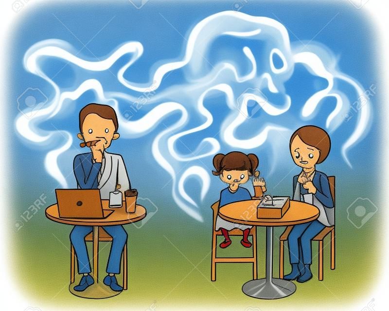 Problema de humo de segunda mano - Espacios públicos, dibujos animados