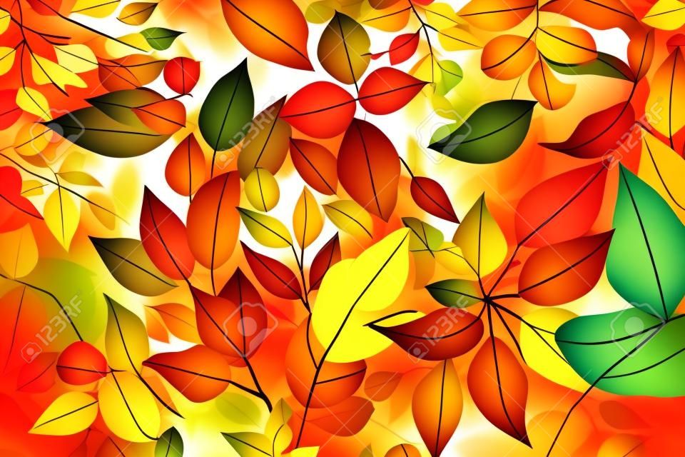Herfstbladeren achtergrond kleurrijke bladeren achtergrond vectorillustratie
