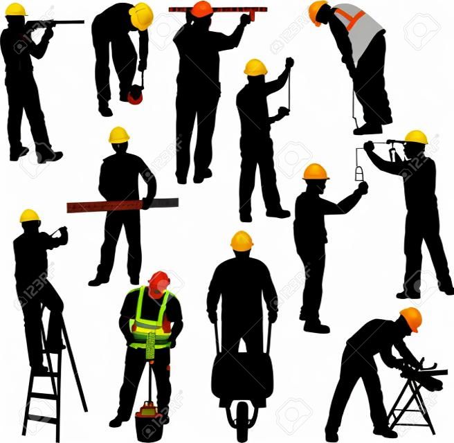 bouwarbeiders silhouetten collectie - vector