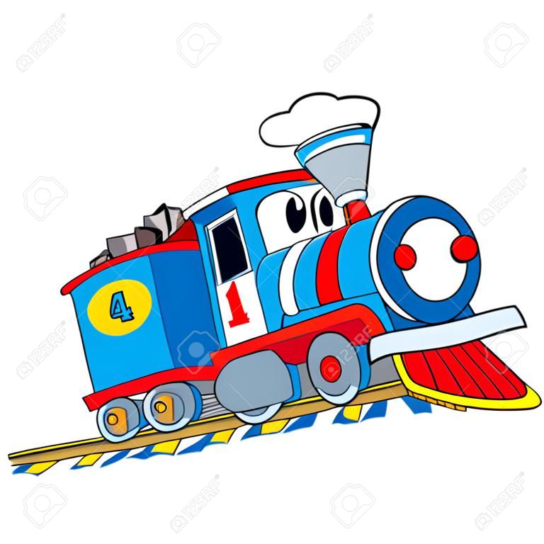 cartoon trein geïsoleerd op de witte achtergrond
