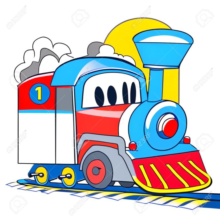 cartoon trein geïsoleerd op de witte achtergrond