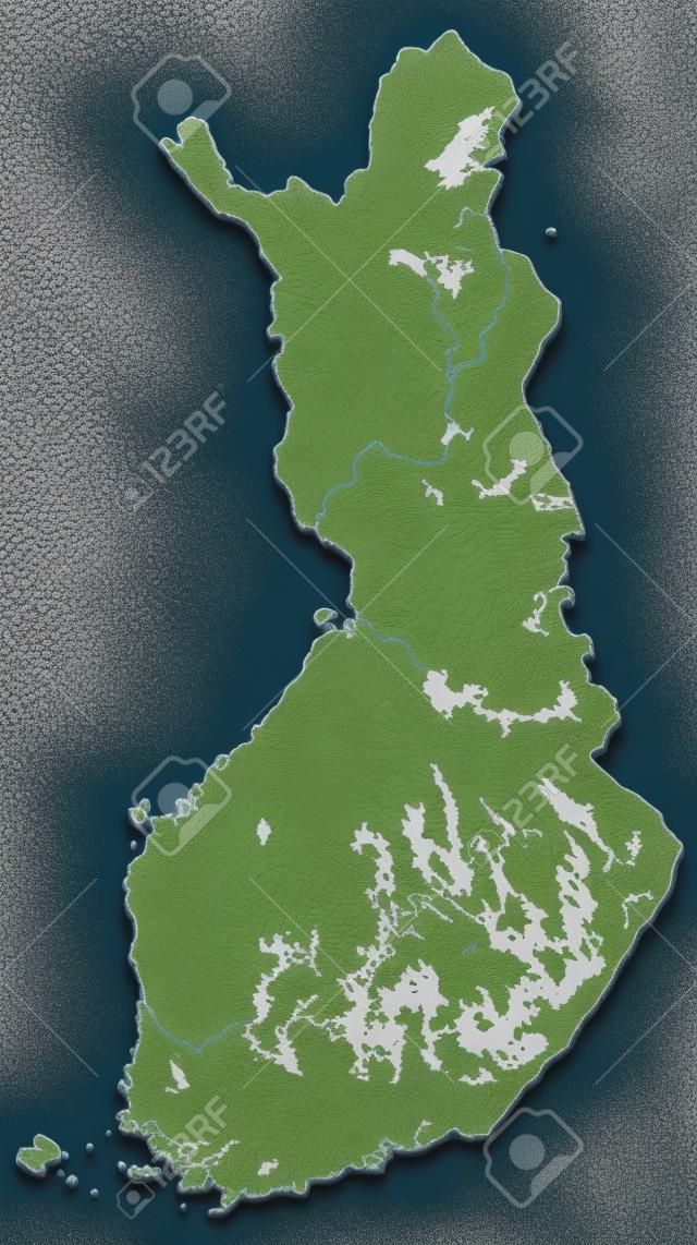 carte de la Finlande Relief avec relief ombré.