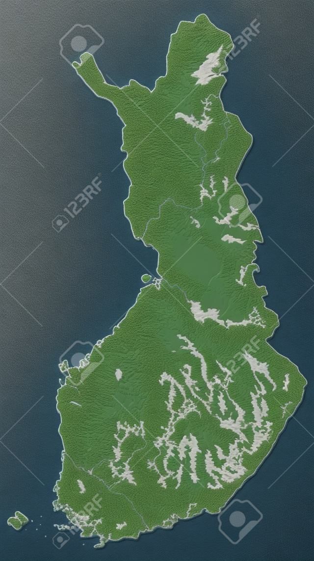 带浮雕的芬兰地形图