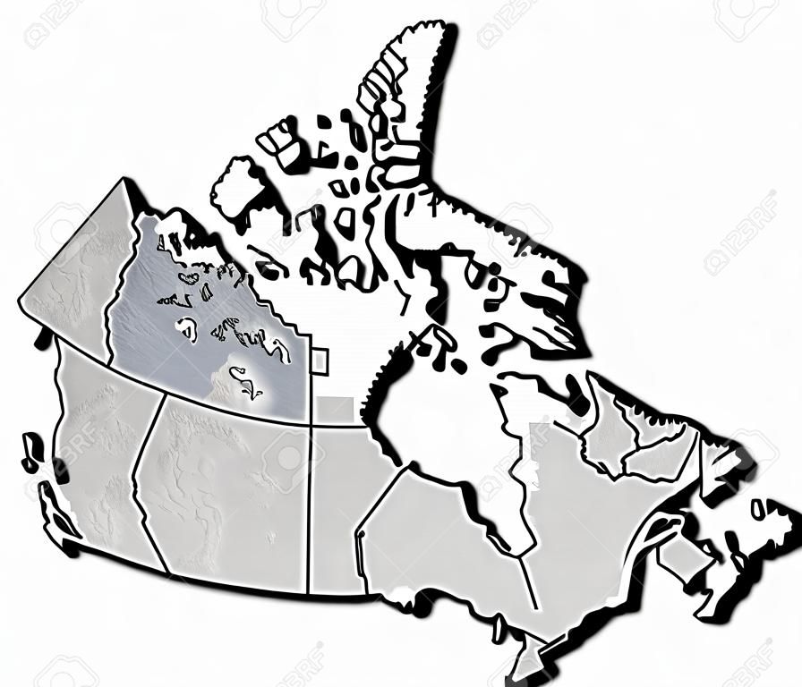 Relief map of Canada with shaded relief.