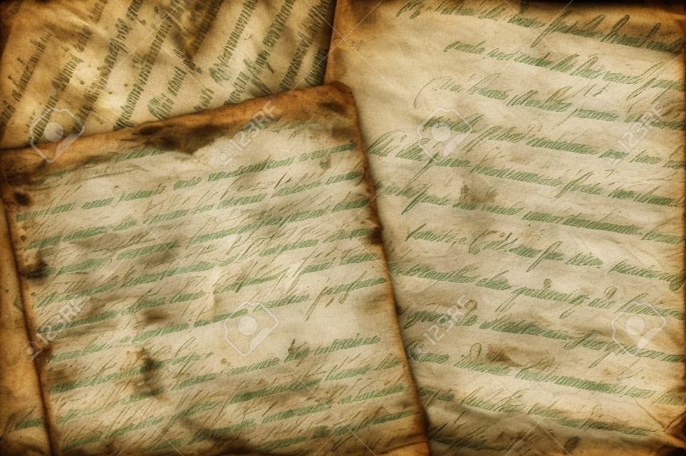 old manuscripts written on old dirty sheets