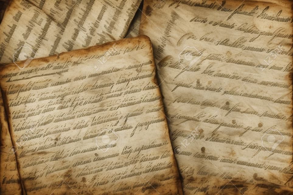 old manuscripts written on old dirty sheets