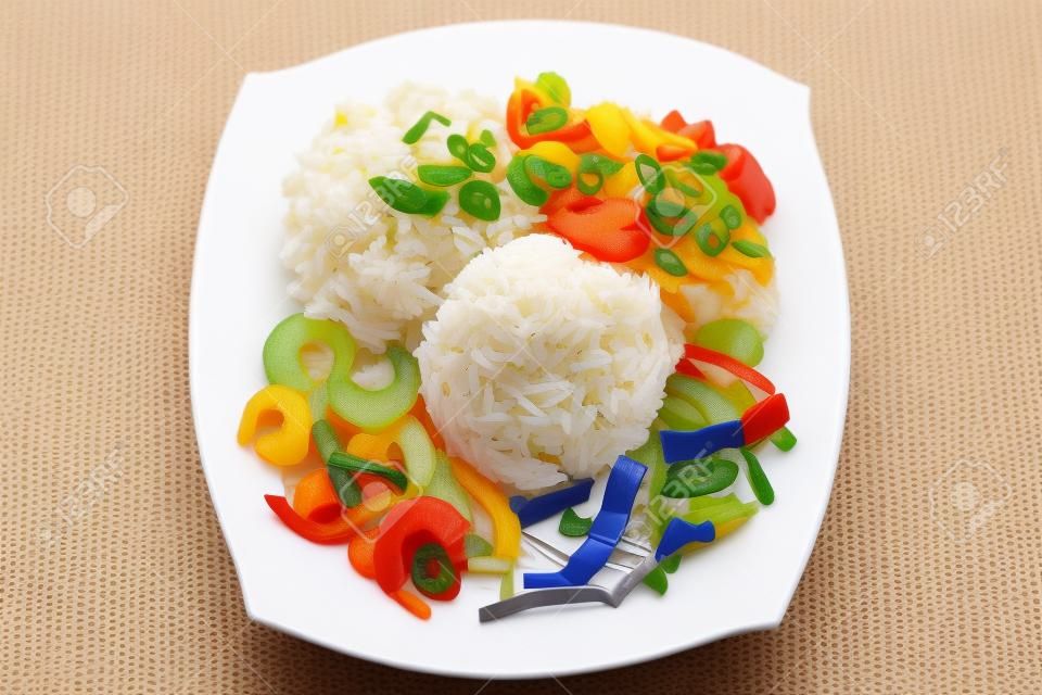 Chinese traditional gemischter Reis, Schneiden Schere Reis