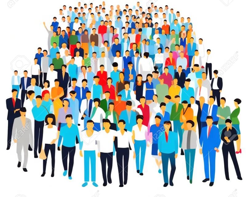 Large group of people, on white background. Vector illustration