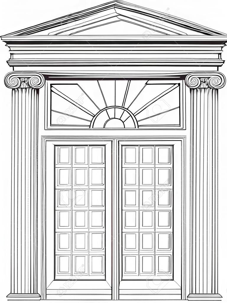 Ingresso classico della porta, illustrazione del ritaglio