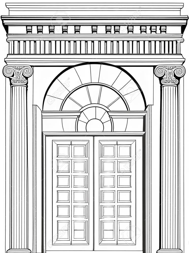 Classic door entrance, cutout illustration