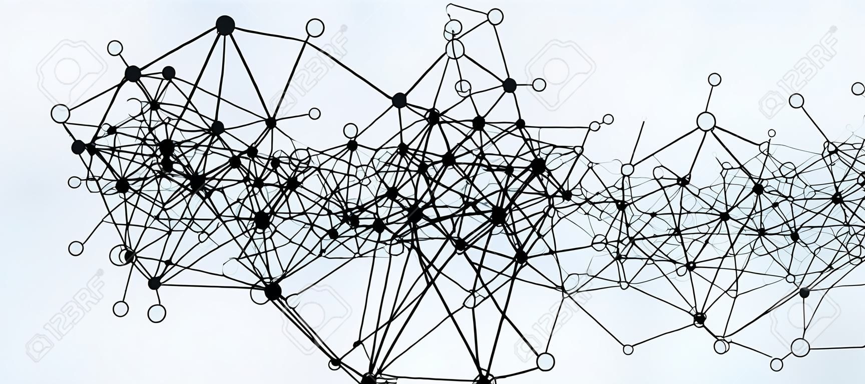Réseau de données numériques moderne avec des lignes et des cercles