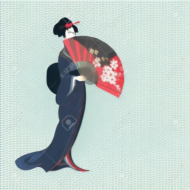 background with a japan girl illustration