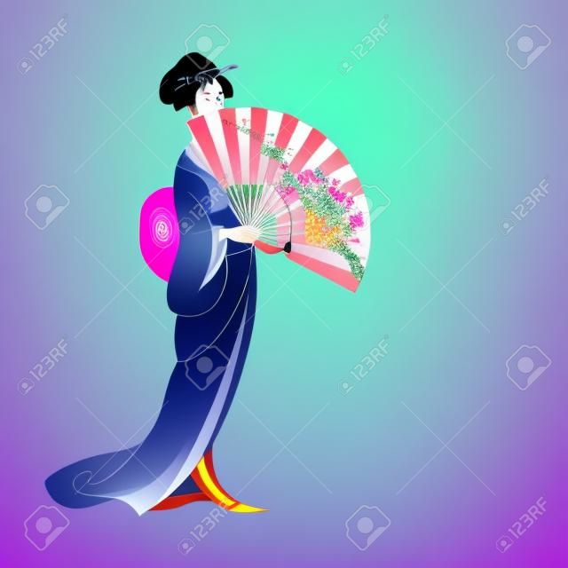 Hintergrund mit einem Japan-Mädchen Illustration