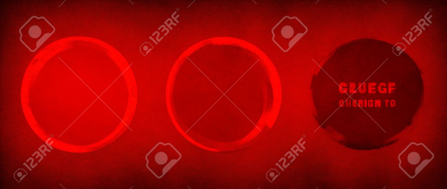 Grunge red circle shapes. Abstract vector illustration.