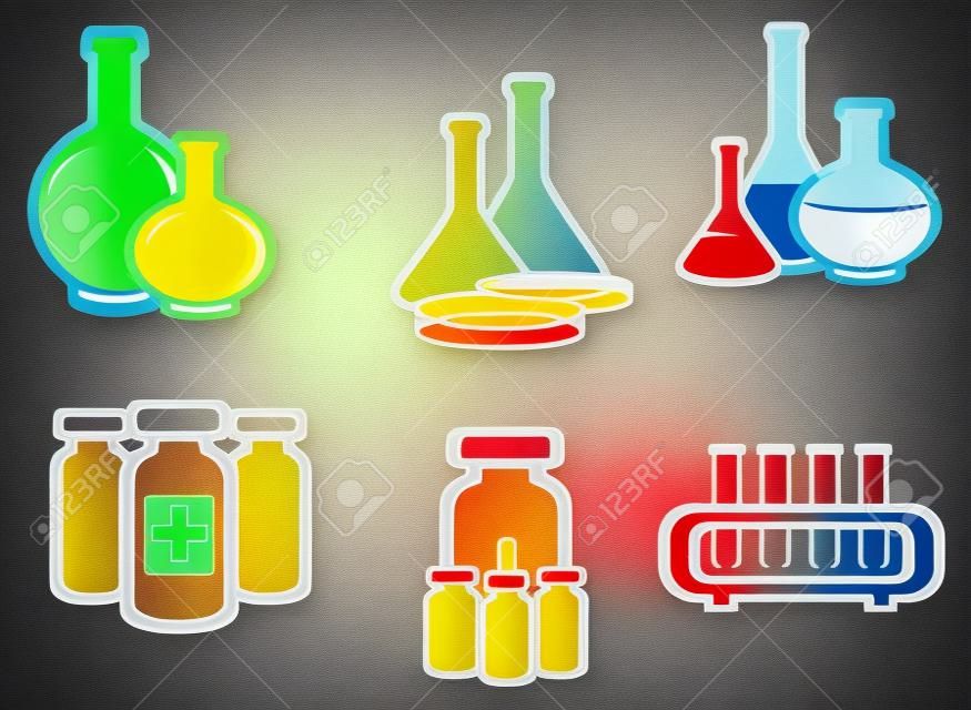 化学和医疗烧瓶设计符号集