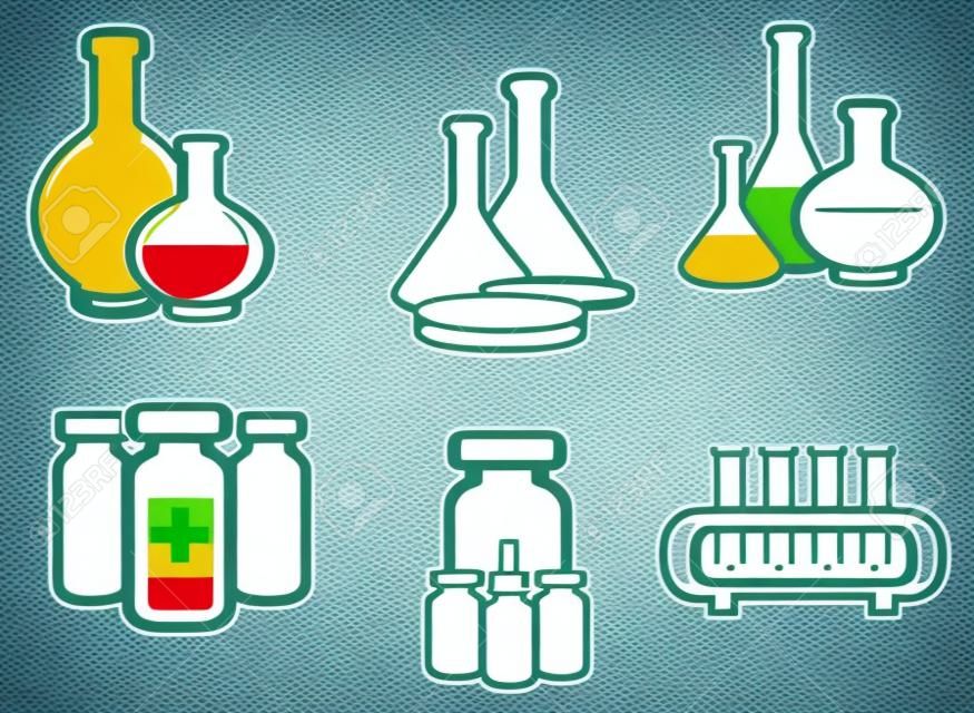 化学和医疗烧瓶设计符号集