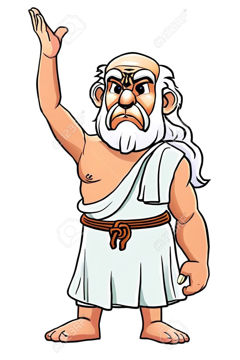 Hombre griego antiguo en el estilo de dibujos animados de diseño de comics
