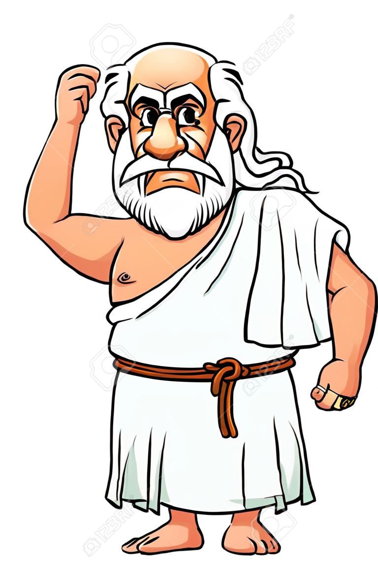 Ancient greek man in cartoon style for comics design