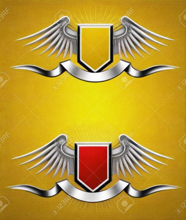 Heraldische Wappen mit Flügeln und Bänder für Design