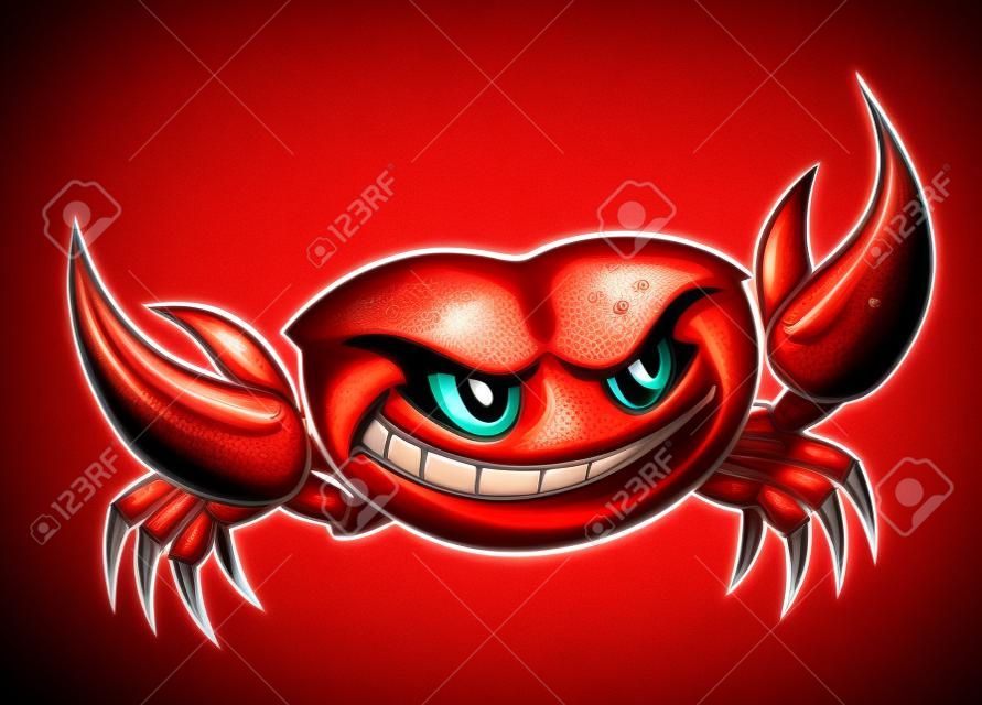 Cangrejo rojo con garras para el diseño de la mascota