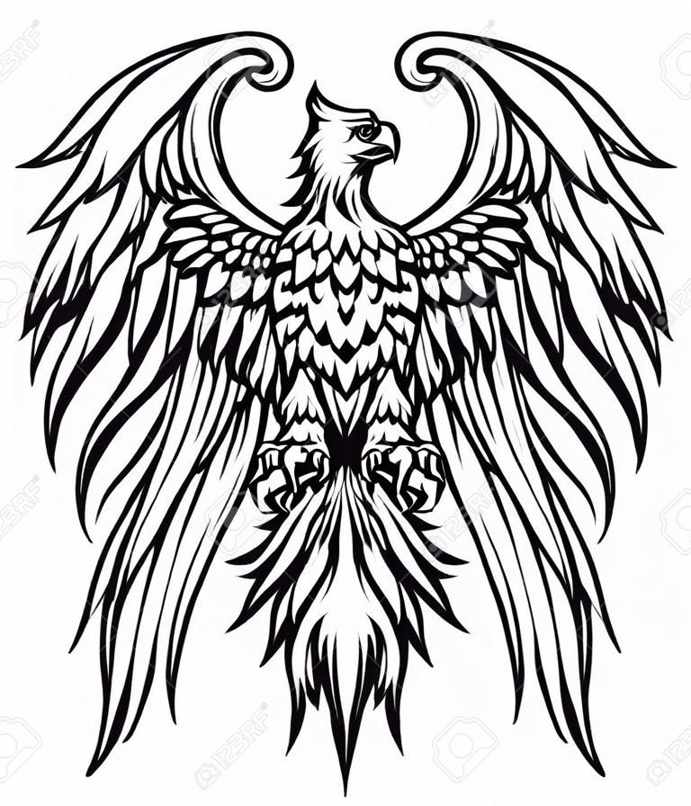 Powerful eagle or griffin in heraldic style