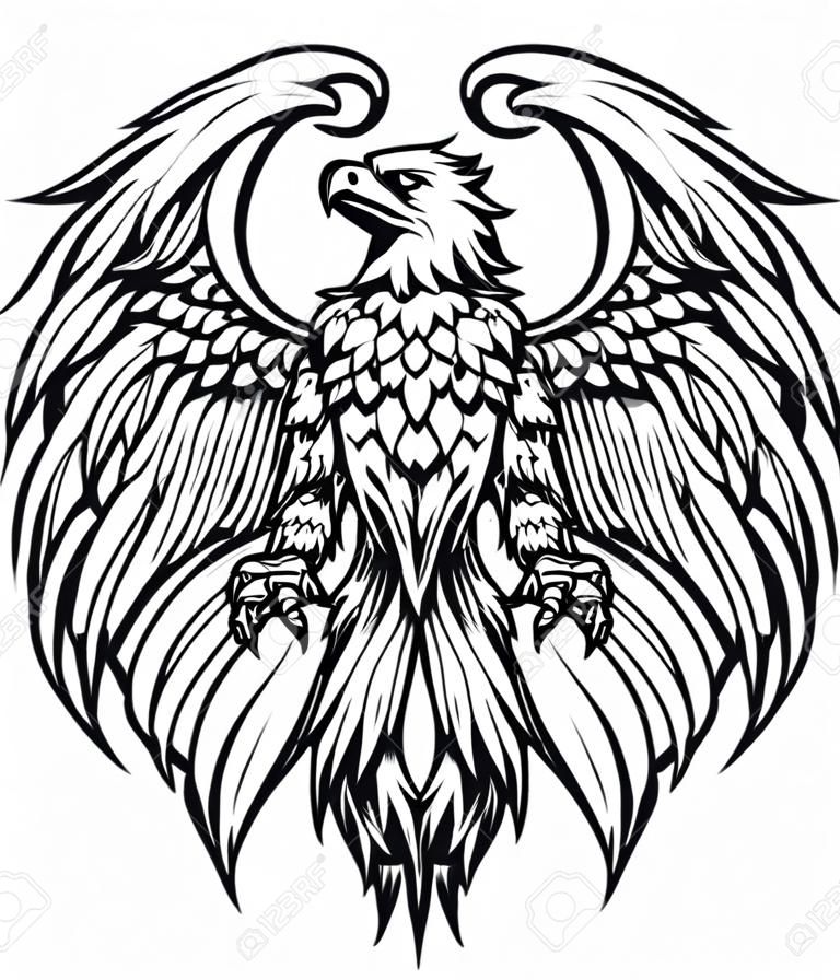 Powerful eagle or griffin in heraldic style