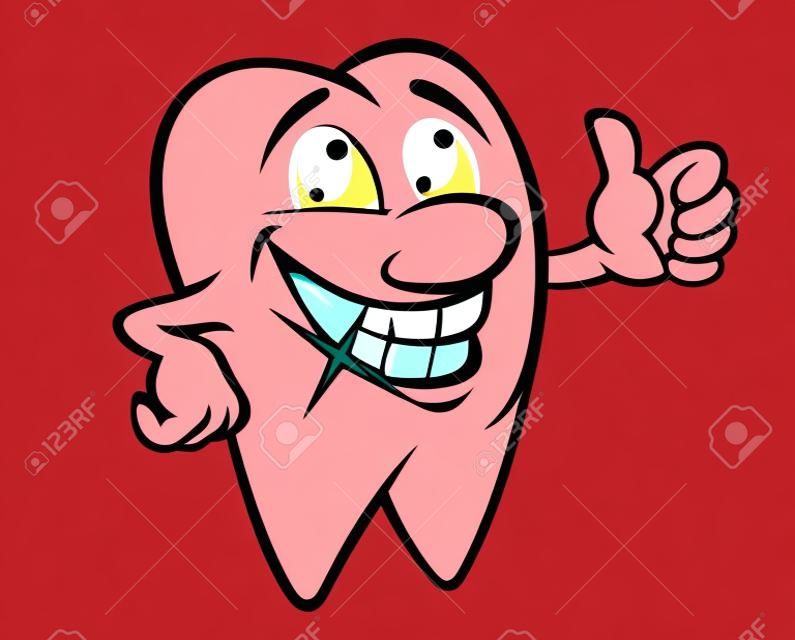 Smiling tooth in cartoon style