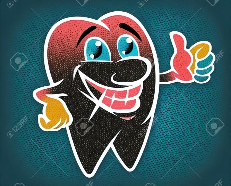 Smiling tooth in cartoon style