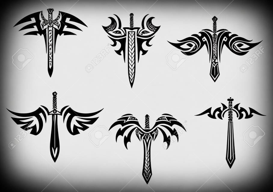 Tatuajes tribales con espadas y dagas para el diseño