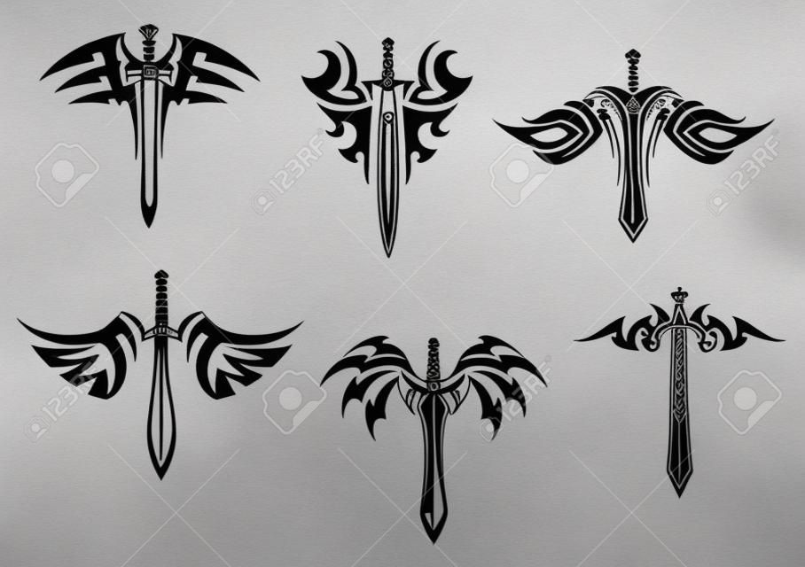 Tatuajes tribales con espadas y dagas para el diseño