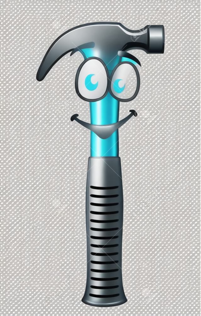 Cartoon hammer tool with a happy grin isolated on white background